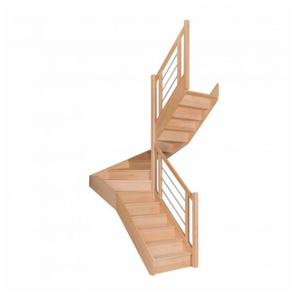 escalier 1/2 tournant avec contremarches balustres aluminium horizontales