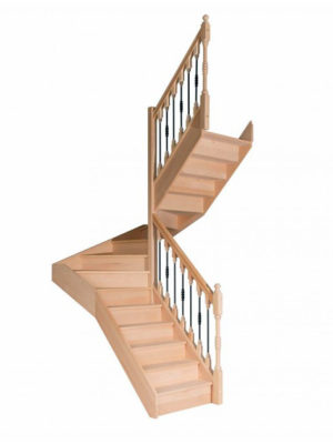 escalier 1/2 tournant avec contremarches balustres bois métal