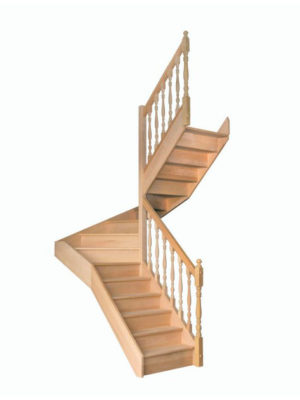 escalier 1/2 tournant avec contremarches balustres tournées