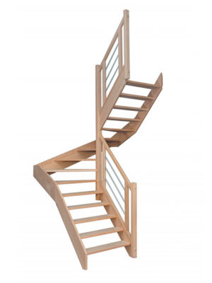 escalier 1/2 tournant sans contremarches balustres aluminium horizontales