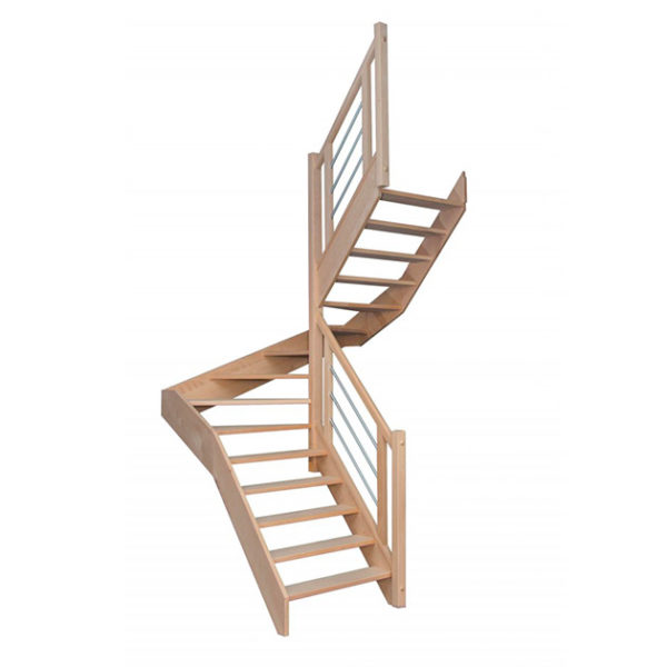 escalier 1/2 tournant sans contremarches balustres aluminium horizontales