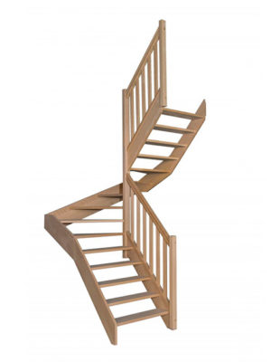 escalier 1/2 tournant sans contremarches balustres rectangles