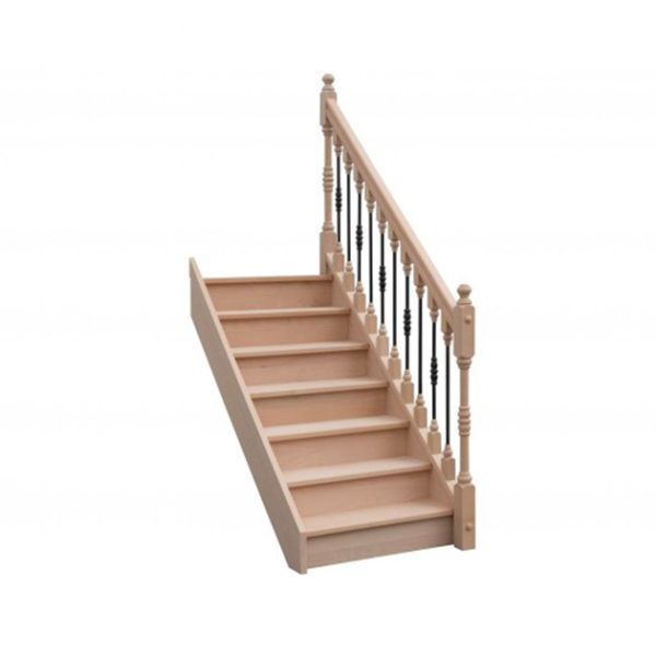 escalier droit avec contremarches balustres bois métal