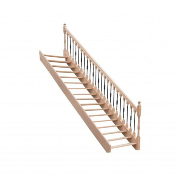 escalier droit sans contremarches balustres bois métal