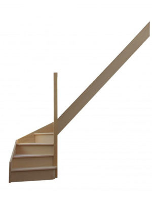 escalier 1/4 tournant bas avec contremarches balustres aluminium verticales avec marche débordante