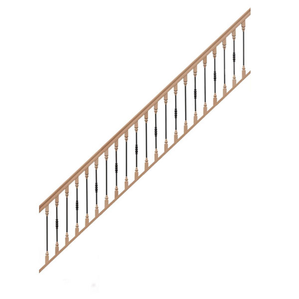 escalier 1/4 tournant bas avec contremarches balustres bois métal avec marche débordante