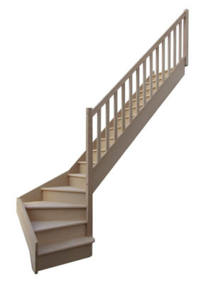 escalier 1/4 tournant bas avec contremarches balustres rectangle avec marche débordante