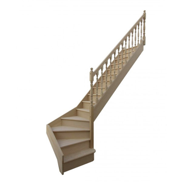 escalier 1/4 tournant bas avec contremarches balustres tournées avec marche débordante