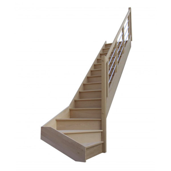 escalier 1/4 tournant bas avec contremarches balustres aluminium horizontales sans marche débordante