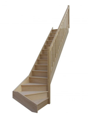 escalier 1/4 tournant bas avec contremarches balustres rectangle sans marche débordante
