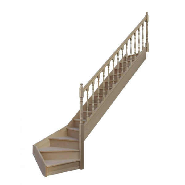 escalier 1/4 tournant bas avec contremarches balustres tournées sans marche débordante