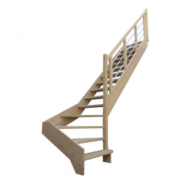 escalier 1/4 tournant bas sans contremarches balustres aluminium horizontales avec marche débordante