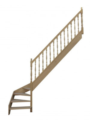escalier 1/4 tournant bas sans contremarches balustres tournées avec marche débordante