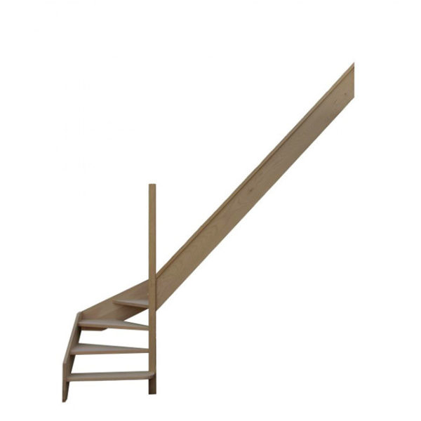 escalier 1/4 tournant bas sans contremarches sans rampe avec marche débordante