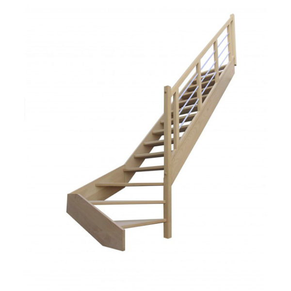 escalier 1/4 tournant bas sans contremarches balustres aluminium horizontales sans marche débordante