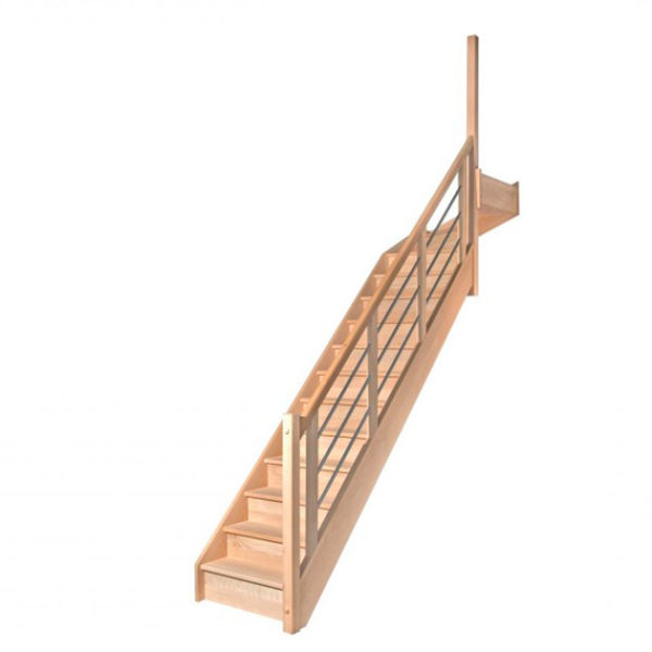 escalier 1/4 tournant haut avec contremarches balustres aluminium horizontales