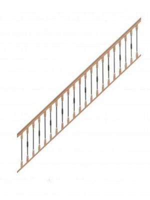 escalier 1/4 tournant haut avec contremarches balustres bois métal