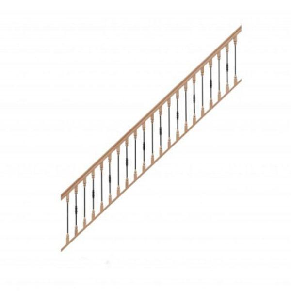 escalier 1/4 tournant haut avec contremarches balustres bois métal