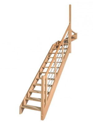escalier 1/4 tournant haut sans contremarches balustres aluminium horizontales