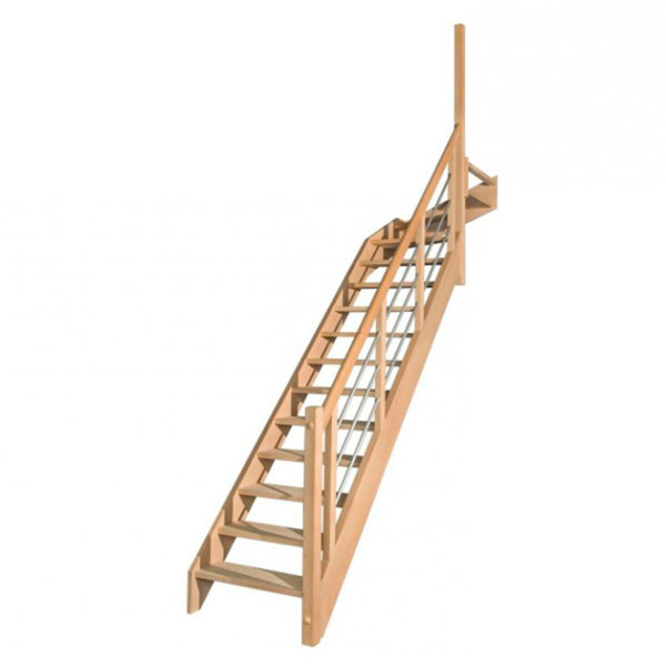 escalier 1/4 tournant haut sans contremarches balustres aluminium horizontales