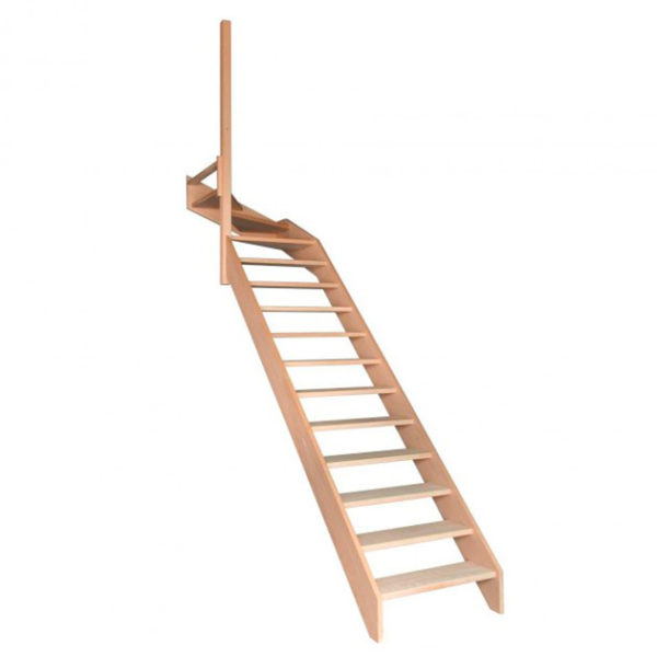 escalier 1/4 tournant haut sans contremarches balustres bois métal