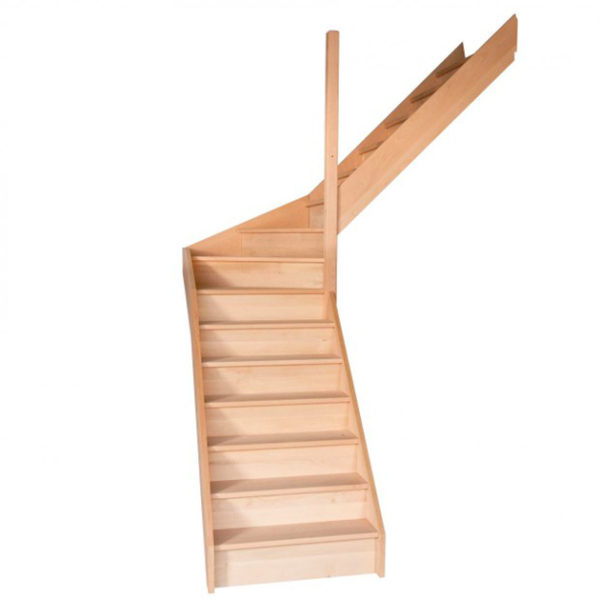 escalier 1/4 tournant milieu avec contremarches balustres bois métal