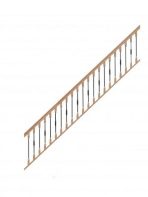 escalier 1/4 tournant milieu avec contremarches balustres bois métal