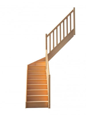 escalier 1/4 tournant milieu avec contremarches balustres rectangles