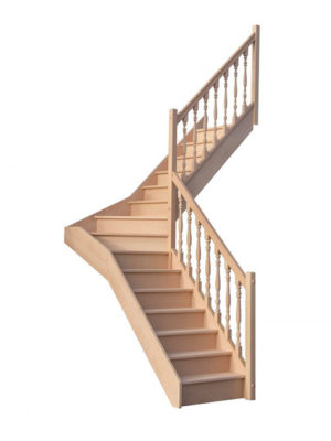 escalier 1/4 tournant milieu avec contremarches balustres tournées