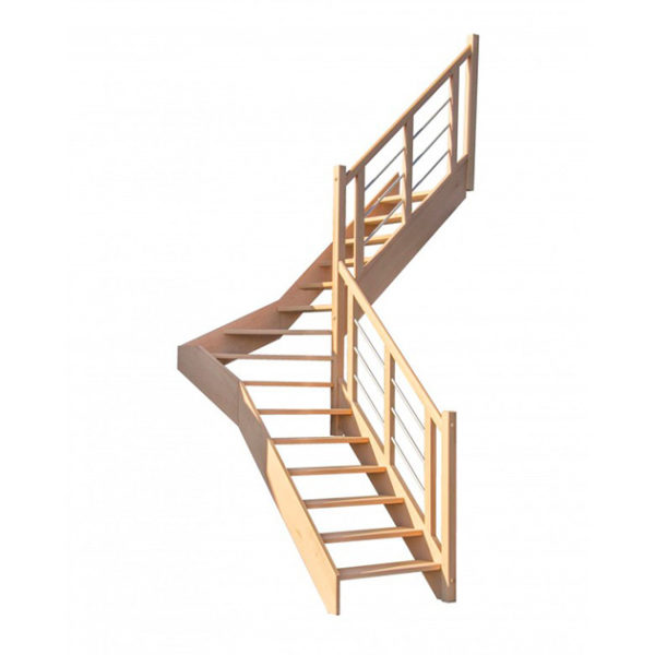 escalier 1/4 tournant milieu sans contremarches balustres aluminium horizontales