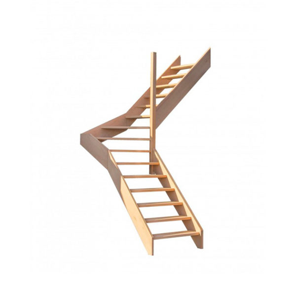 escalier 1/4 tournant milieu sans contremarches balustres bois métal