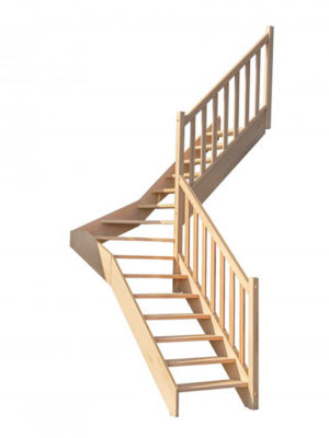 escalier 1/4 tournant milieu sans contremarches balustres rectangles